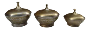 Vintage Brass & Silver Moroccan Engraved Boxes - 3 Pieces