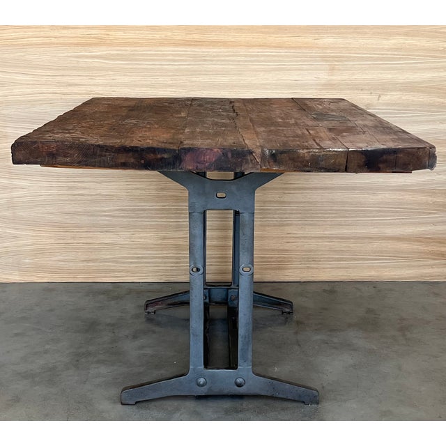 Wood French Solid Cast Iron French Work Table With Wood Top For Sale - Image 7 of 12