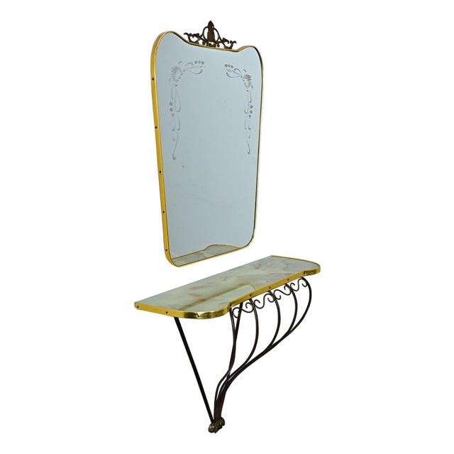 French Mid Century Mirror and Console Set For Sale