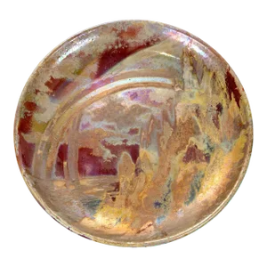 Large Art Nouveau Ceramic Landscape Plate with Luster Glaze by Clement Massier