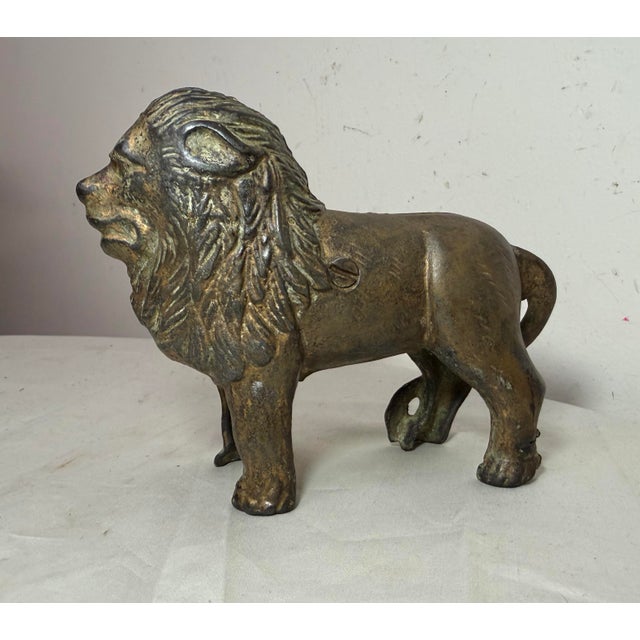 Antique Early 1900s Ac Williams Hand Painted Cast Iron Lion Still Bank For Sale - Image 4 of 12