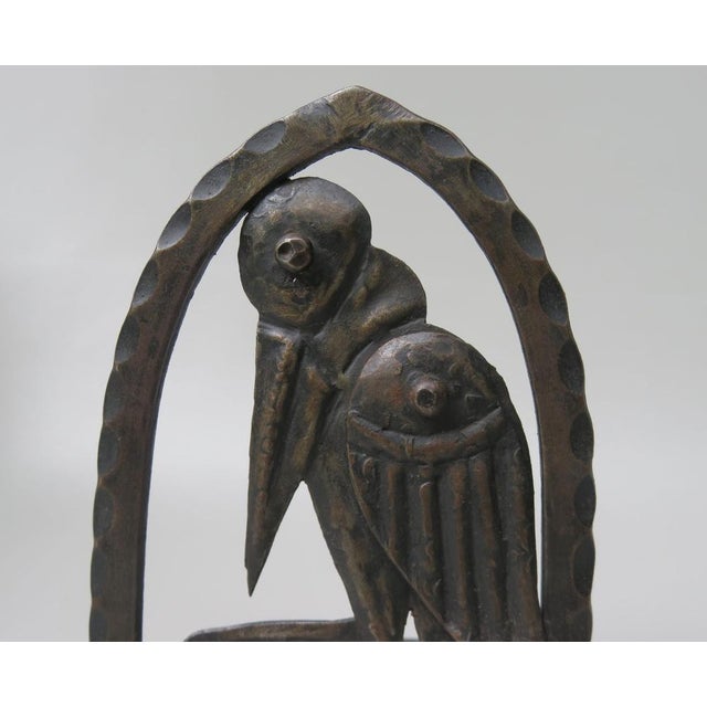 Art Nouveau Wrought Iron Book Supports Marabu in the style of Edgar Brandt, 1890s, Set of 2 For Sale - Image 10 of 18