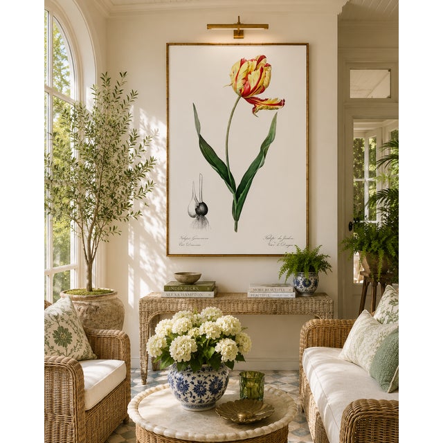 Yellow Didier's Tulip by Redouté, Vintage Botanical Art Print, 20" X 30" For Sale - Image 8 of 12