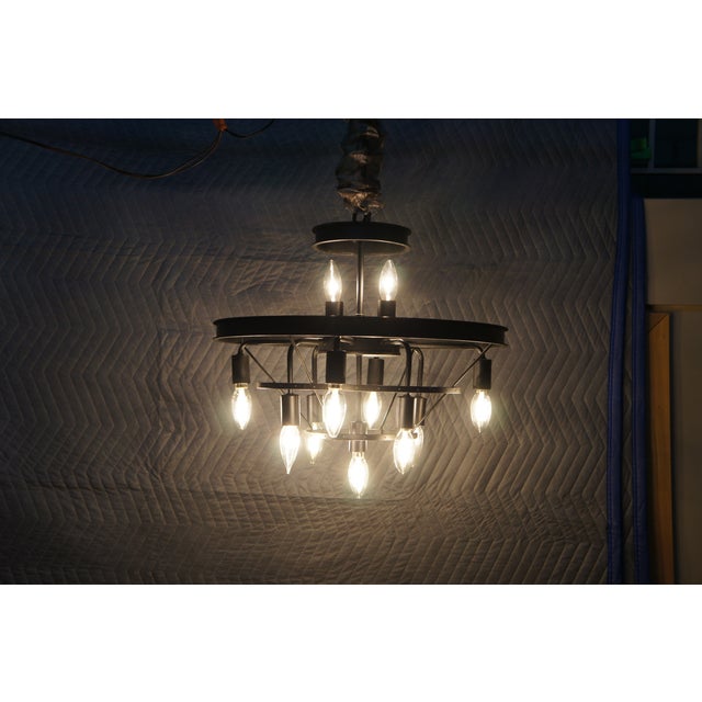 Modern Black Iron Spanish Tuscan Farmhouse Style 11 Light Chandelier For Sale - Image 12 of 12