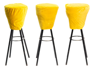 Chrome Stools with Mustard Yellow Velvet, Set of 3