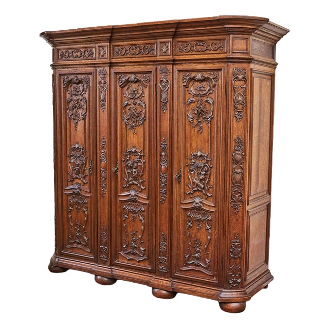 Liège Carved Oak Cabinet For Sale