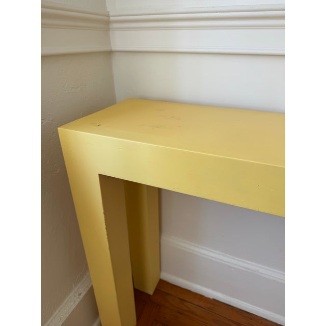 Great butter yellow color! 1960’s parsons console table.