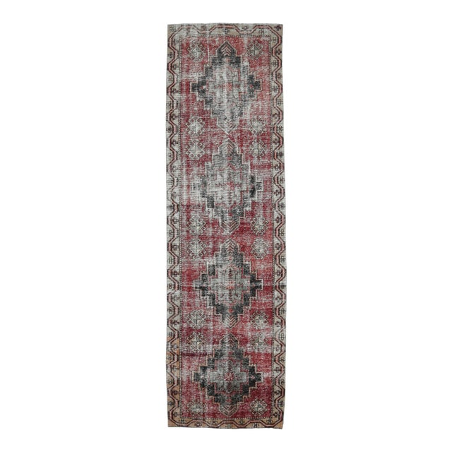 1960s Turkish Hand-Knotted Red Runner Rug For Sale