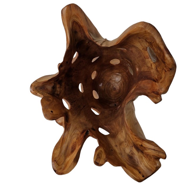 Teak Root Wood Vase Shaped For Sale - Image 9 of 11