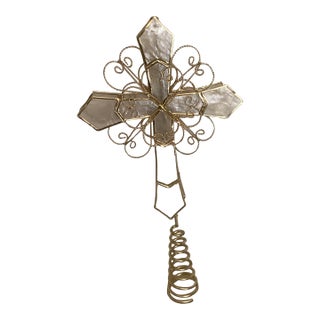 Vintage 1960’s Capiz Shell and Filigree Christmas Tree Topper For Sale