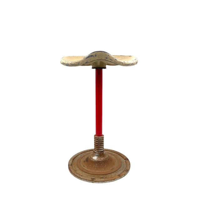 Mid-Century French Red Stool, 1950s For Sale - Image 9 of 11