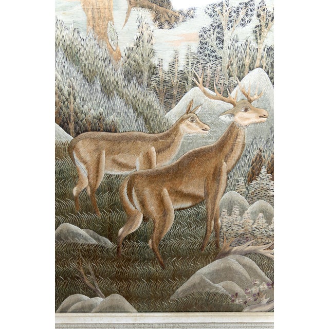 Gray Indochinese Silk Embroidery Tapestry, Vietnam, 1940s For Sale - Image 8 of 13