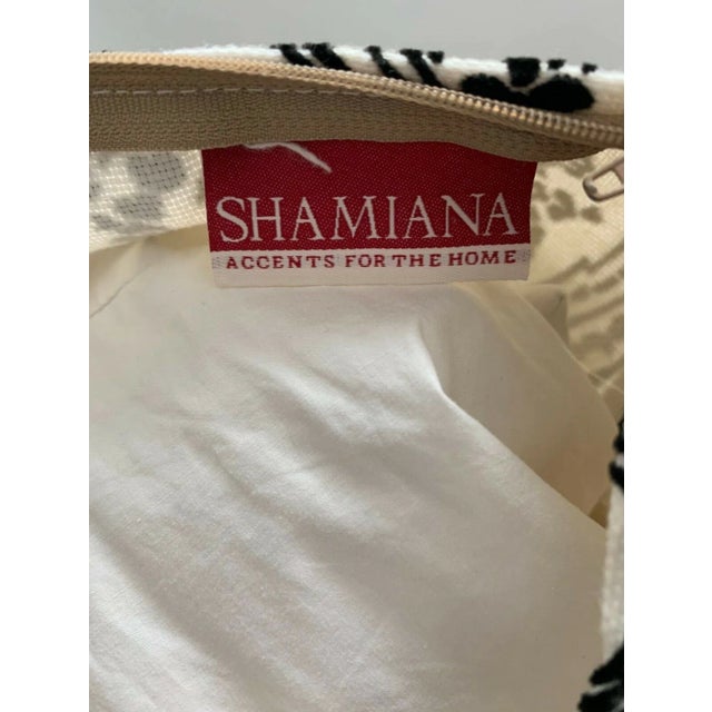 Contemporary Shamiana Accents Luxury Black White Paisley Velvet Pillow