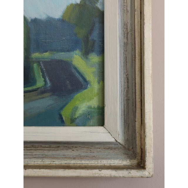 Green Mid-Century Modern 'The Path Beyond' Swedish Original Figurative Landscape Oil Painting, Framed For Sale - Image 8 of 12
