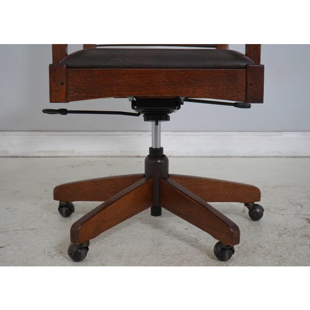 Stickley Mission Oak Leather Desk Chair For Sale - Image 9 of 18