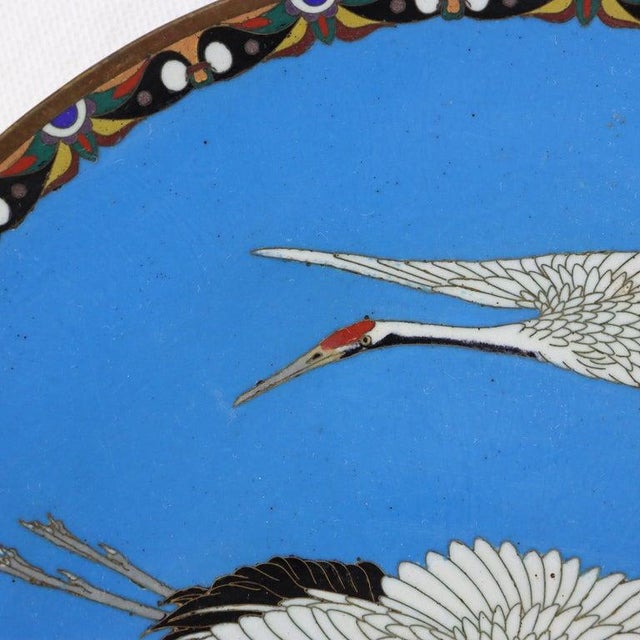 1920s Antique Chinese Figural Bird Cloisonne Enameled Plate C1920 For Sale - Image 5 of 6