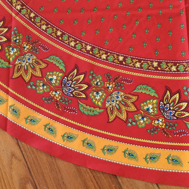 Red French 70 Inch Round Bistro Tablecloth 100 Cotton Made in France