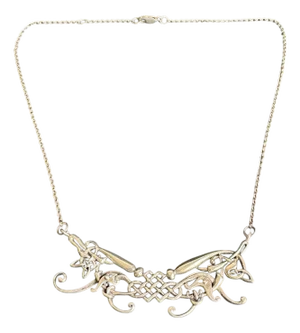 Celtic Knotwork Necklace Sterling Silver Knot Vintage Art Nouveau European Chain Style 925 18"