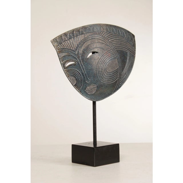 Jacinthe Bruneau Pair Tribal Mask Raku Ceramic Sculptures For Sale In Philadelphia - Image 6 of 13