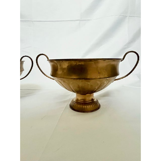 Hollywood Regency Vintage Gilt Finish Trophy Urns – Pair With Aged Patina For Sale - Image 3 of 10