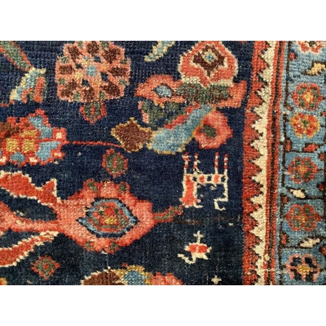 1900 - 1909 1900 - 1909 Navy Persian Antique Bidjar Runner For Sale - Image 5 of 6