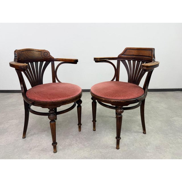 Acquire a remarkable piece of design history with these authentic antique office armchairs, model No. 23, manufactured by...