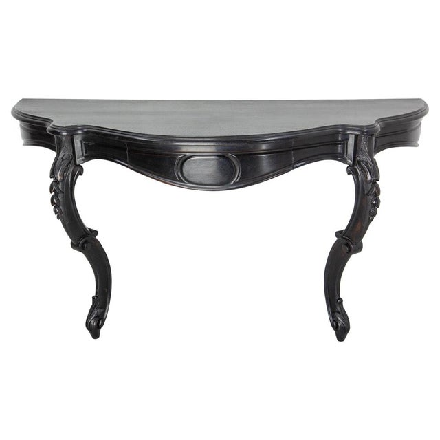 Antique French Black Patinated Wood Wall-Mounted Entry-Hall Console, 1880s For Sale - Image 14 of 14