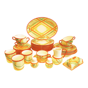 1940s Vernon Kilns / Vernonware Homespun Dinnerware, 12 Dinner Plates, 47 Pieces