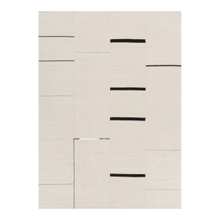 Rug & Kilim’s Contemporary Kilim, Cream White With Black Stripes For Sale