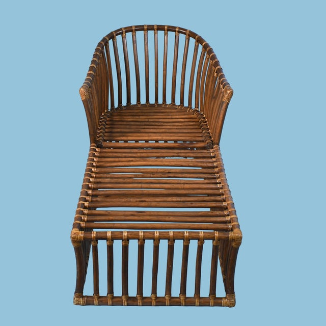 Late 20th Century Rattan and Cane Wrapped Chaise Lounge For Sale - Image 4 of 4