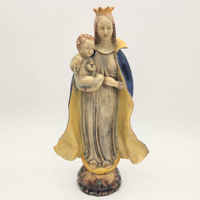 Virgin Mary with Child from Majolika Karlsruhe, 1930s For Sale - Image 8 of 8