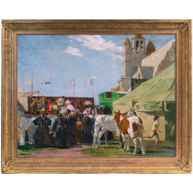 Signed lower left, 'L. Simon' for Lucien Simon (French, 1861-1945) and painted circa 1919. Partially titled, verso, on old...