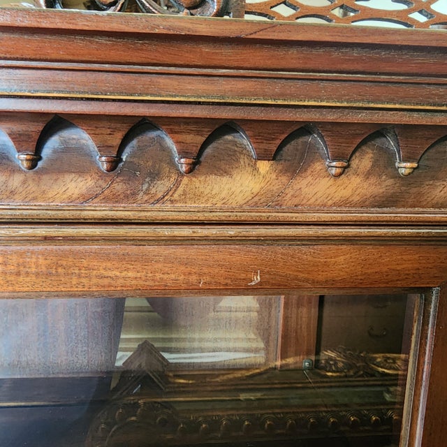 Antique Walnut China Cabinet Chippendale by Royal Furniture Co For Sale - Image 15 of 15