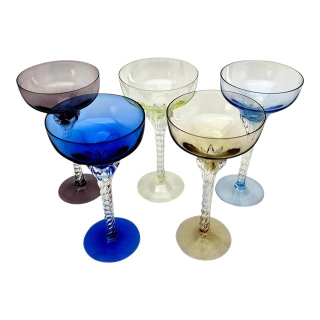 Mid 20th Century Blefeld Twist Stem Champagne Coupes - Set of 5 For Sale
