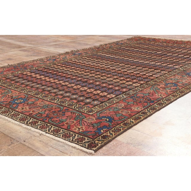 Textile Early 20th Century Antique Persian Hamadan Rug - 04'10 X 08'09 For Sale - Image 7 of 9