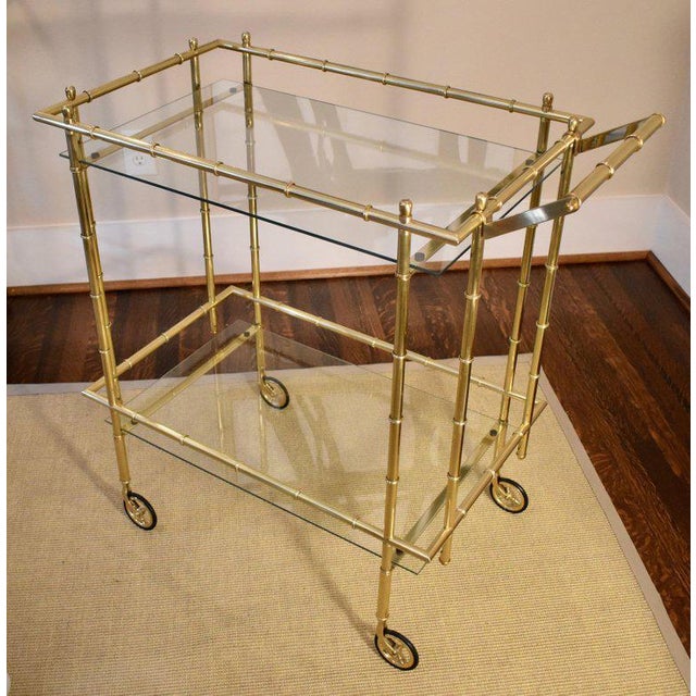 1960s Hollywood Regency Faux Bamboo Brass Bar Cart Chairish