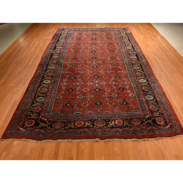 1920 11'2"x18'5" Prismatic Red Antique Persian Bijar Wool Pure Weft Hand Knotted Rug For Sale - Image 4 of 11