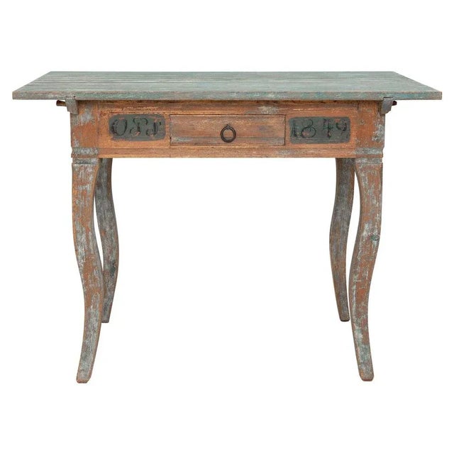 Antique Swedish Handmade Rococo Country Farm Table For Sale - Image 12 of 12