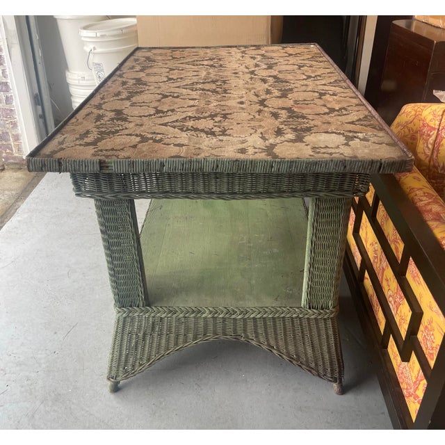 American Antique Wicker Library Table For Sale - Image 3 of 11