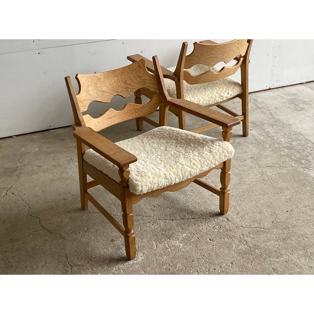 Vintage Danish Razorblade Oak Lounge Chairs by Henning Kjærnulf, 1960s, Set of 2 For Sale - Image 10 of 12