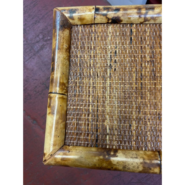 Vintage Burnt Bamboo Side Table/Plant Stand For Sale - Image 9 of 10