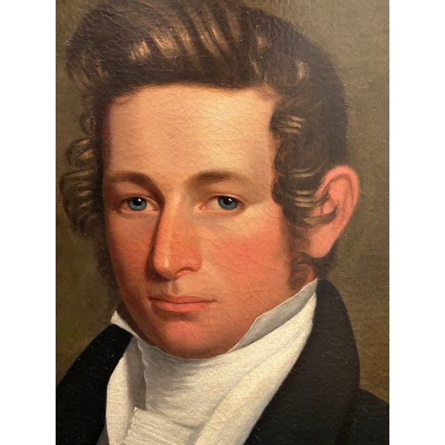 Textile American School Late 28th Century Portrait of a Man For Sale - Image 7 of 8