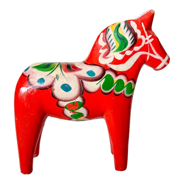 Mid Century Large Swedish Modern Hand Painted Dala Horse by Nils Olsson For Sale