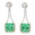 15 Carat Colombian Minor Oil Emerald & Diamond Dangle Earrings in 18k White Gold - 2 Pieces For Sale