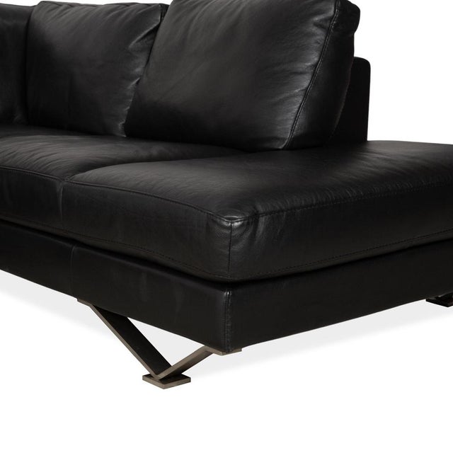 Relevé Corner Sofa in Black Leather from Natuzzi For Sale - Image 4 of 17
