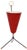 Italian Tripod Conical Red Lacquered Metal and Brass Table Lamp, 1950s For Sale