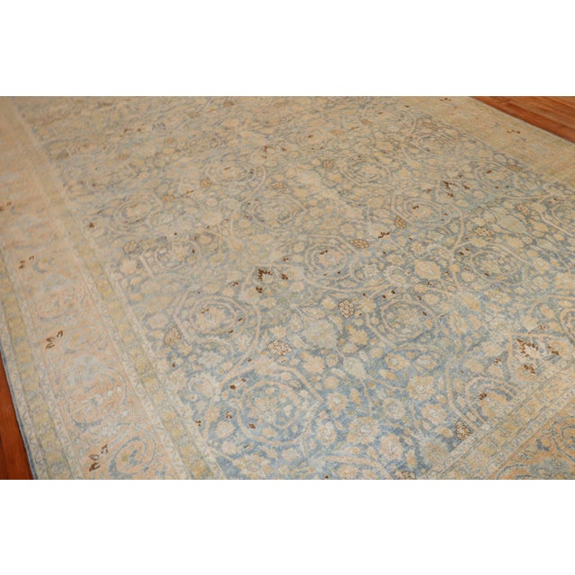 Early 20th Century Light Blue Persian Tabriz Oversize Rug - 10'9" x 18'6" For Sale - Image 9 of 11