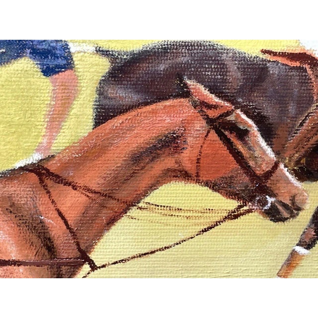 Mid Century British Equine Oil Painting Horse & Riders Polo Match Sport of Kings For Sale - Image 6 of 12