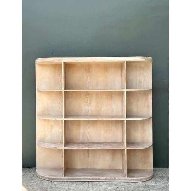 Tan Vintage Washed Wood Wide Etagere For Sale - Image 8 of 12