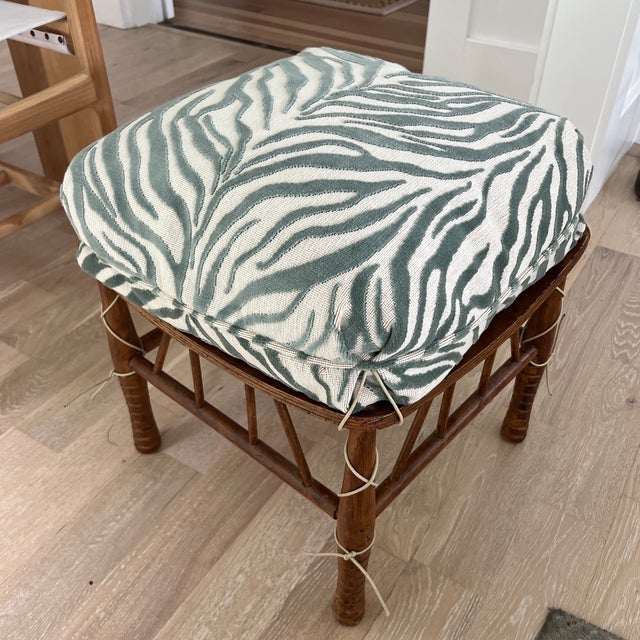 Vintage Egyptian Revival Wood Thebes Stool With Custom Cushion For Sale - Image 9 of 9